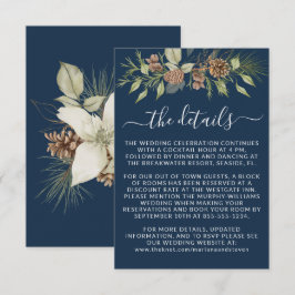 Winter Navy Blau Details RSVP Website Trouwfeest Informatiekaartje