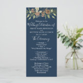 Winter Navy Blau Elegant Schrift Huwelijk Programmakaart (Staand voorkant)