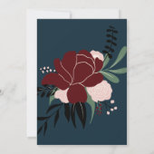 Winter navy blauw rood bewerkbaar bloemig baby sho kaart (Achterkant)