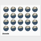 Winter Navy Blauwe Huwelijksenvelop Afdichtingen Ronde Sticker (Vel)