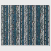 Winter Navy Blue Cardinal Birds Snow Birch Trees Cadeaupapier (Vlak)