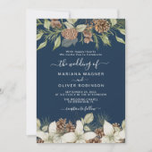 Winter Navy Blue Elegante Script Bruiloft Kaart (Voorkant)