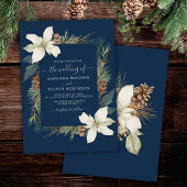 Winter Navy Blue Elegante Script Bruiloft Kaart