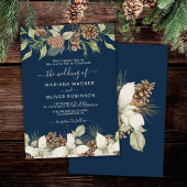 Winter Navy Blue Elegante Script Bruiloft Kaart