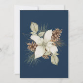 Winter Navy Blue Elegante Script Bruiloft Kaart (Achterkant)