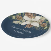 Winter Navy Blue Elegante Script Bruiloft Papieren Bordje (Gekanteld)