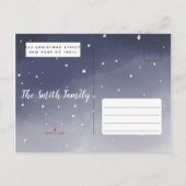 Winter Navy Waterverf Sneeuwbomen Feestdag Uitnodiging Briefkaart (Achterkant)