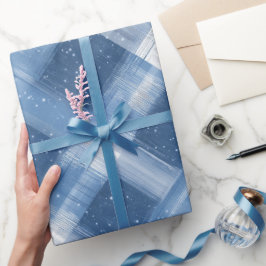 Winter Navy Wit Sneeuw Ijs Blauw Geruite Patroon Cadeaupapier