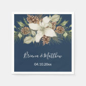 Winter Navyblauw Elegant Script Bruiloft Servet (Voorkant)