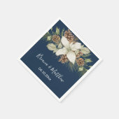 Winter Navyblauw Elegant Script Bruiloft Servet (Hoek)