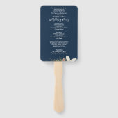 Winter Navyblauw Elegant Script Trouwprogramma Handwaaier (Achterkant)