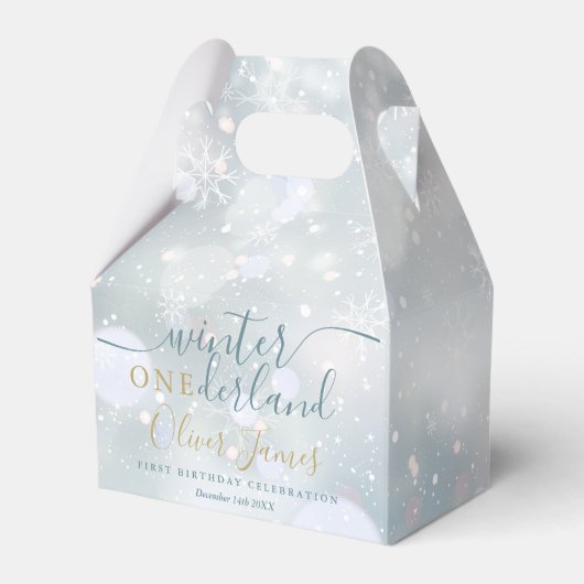 Winter nederland 1e verjaardag blauw en goud bedankdoosjes (Achterkant)
