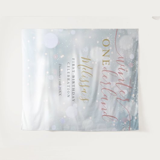 Winter nederland 1e verjaardag roze en goud wandkleed (Voorkant (horizontaal))