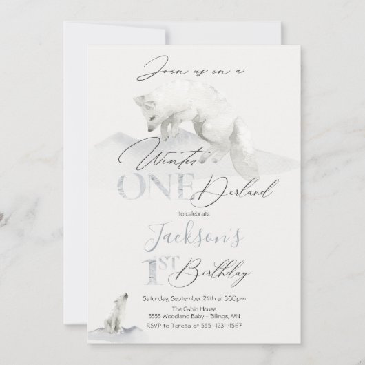 Winter Nederland 1e verjaardag witte poolvos Kaart (Voorkant)