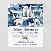 Winter Nederland Arctic Animals verjaardagsuitnodi (Voorkant)