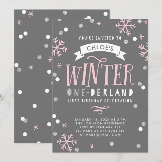 Winter Nederland eerste verjaardagsfeestje uitnodi Kaart (Voorkant / Achterkant)