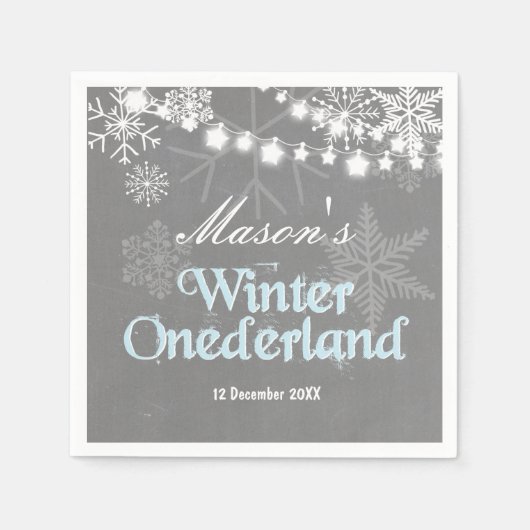 Winter Nederland Papier Servet Blauwe jongen Sneeu (Voorkant)