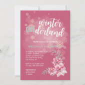 Winter Nederland roze sneeuwvlok roze poinsettia Kaart (Voorkant)