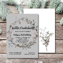 Winter Nederland rustieke bes boho eerste verjaard Kaart