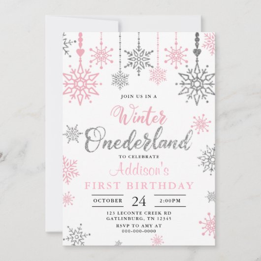 Winter-nederland Snowflake verjaardagsuitnodiging Kaart (Voorkant)