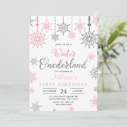 Winter-nederland Snowflake verjaardagsuitnodiging Kaart (Staand voorkant)