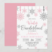 Winter-nederland Snowflake verjaardagsuitnodiging Kaart (Voorkant / Achterkant)