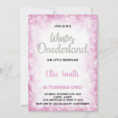 Winter Nederland Verjaardag Uitnodigingen Roze Wol (Voorkant)