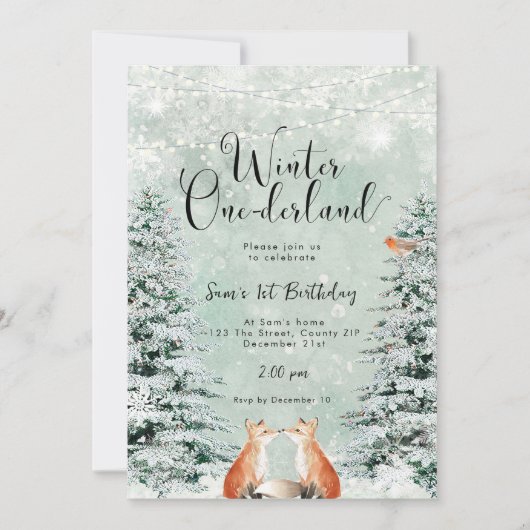 Winter Nederland Vossen Verjaardagsfeestuitnodigin Kaart (Voorkant)