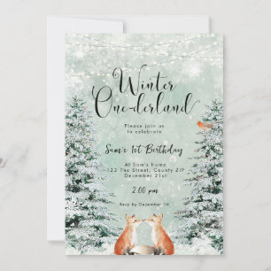 Winter Nederland Vossen Verjaardagsfeestuitnodigin Kaart