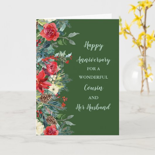 Winter neef en haar man Jubileum Kaart (Gele Bloem)