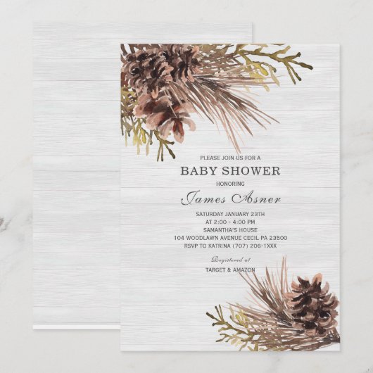 Winter Neutraal Baby shower Kaart (Voorkant / Achterkant)