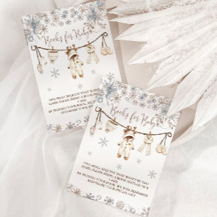 Winter neutrale kleren baby shower boeken voor bab informatiekaartje