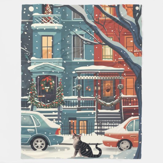 Winter New York stad retro Fleece Deken (Voorkant)