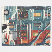 Winter New York stad retro Fleece Deken (Voorkant (Horizontaal))