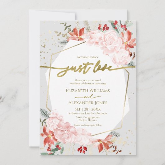 Winter niets Fancy gewoon liefde bruiloft foto Kaart (Voorkant)