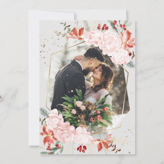 Winter niets Fancy gewoon liefde bruiloft foto Kaart (Achterkant)