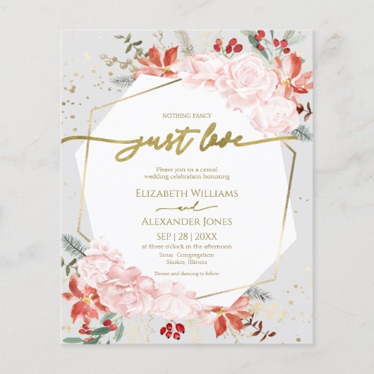 Winter niets Fancy gewoon liefde bruiloft uitnodig (Voorkant)