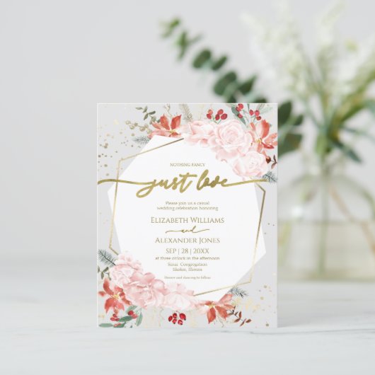 Winter niets Fancy gewoon liefde bruiloft uitnodig (Staand voorkant)