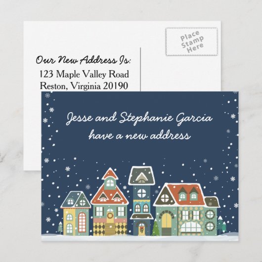 Winter Nieuw Thuis Adres We zijn verhuisd Aankondigingskaart (Voorkant / Achterkant)