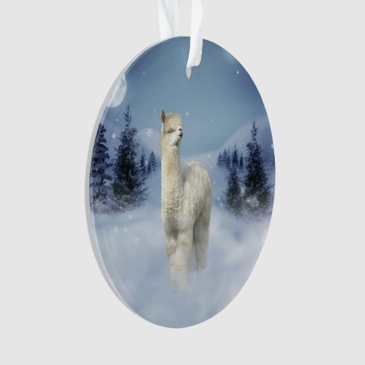 Winter Night Alpaca kerstversiering Ornament (voorkant)