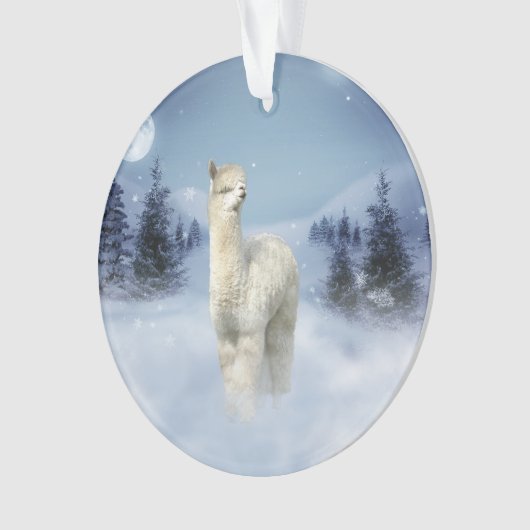 Winter Night Alpaca kerstversiering Ornament (voorkant)
