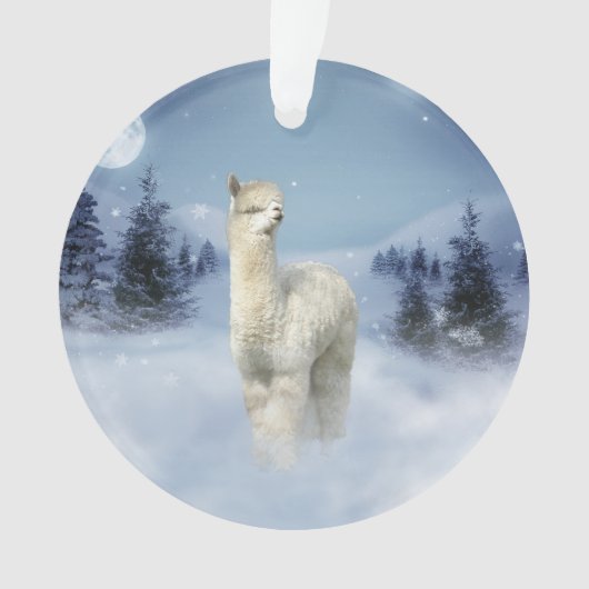 Winter Night Alpaca kerstversiering Ornament (voorkant)