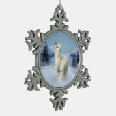Winter Night Alpaca Pewter Snowflake Ornament (Links)