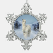 Winter Night Alpaca Pewter Snowflake Ornament (Voorkant)