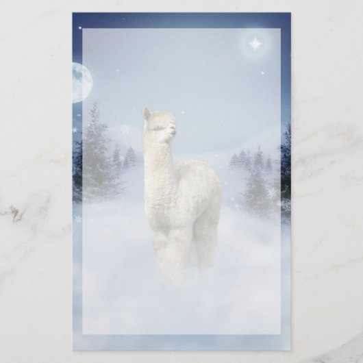 Winter Night Alpaca Stationery Briefpapier (Voorkant)