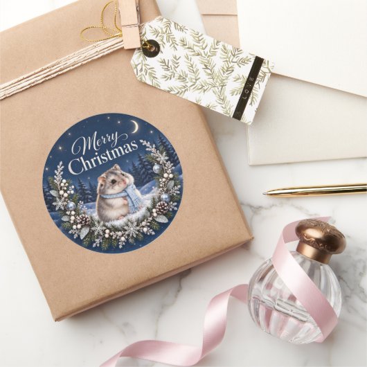 Winter Night Christmas Hamster Sticker (Geschenken)