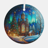 Winter Night Church gebrandschilderd Ornament (Achterkant)