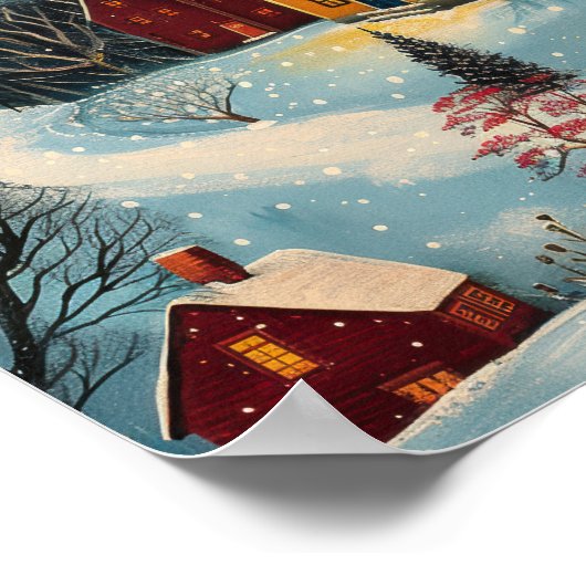 Winter Night Folk Art Oil Painting Poster (Hoek)