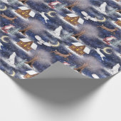 Winter Night Forest Animals Natuur Kerst Cadeaupapier (Hoek)