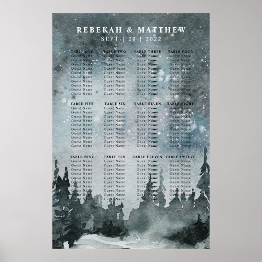 Winter Night Forest Wonderland Seattle Chart Poster (Voorkant)
